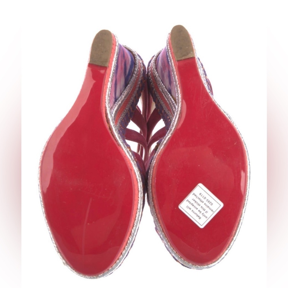 Christian Louboutin Tosca Espadrille Pink Suede Leather Strap Wedge Sandals 39 - Picture 6 of 6